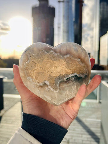 Grade AAA Agate Quartz Druzy Geode, Crystal Heart, Love Crystal, Full of Rainbow