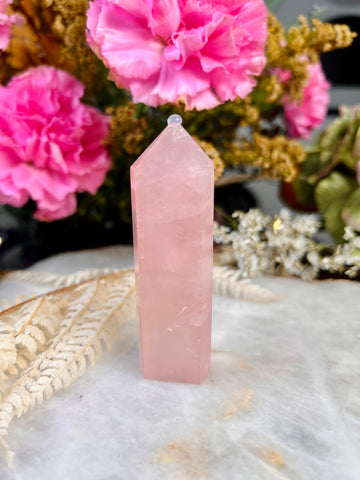 Grade AAA Rose Quartz Tower, Crystal Tower,Love Crystal, Reiki and Meditation, January Birthstone 60g