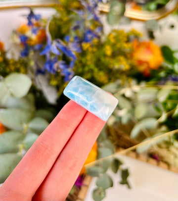 Grade AAA Natural Larimar Rectangular Cabochon from the Dominican Republic, Chakra Healing, Inner Wisdom and Manifestation Crystal