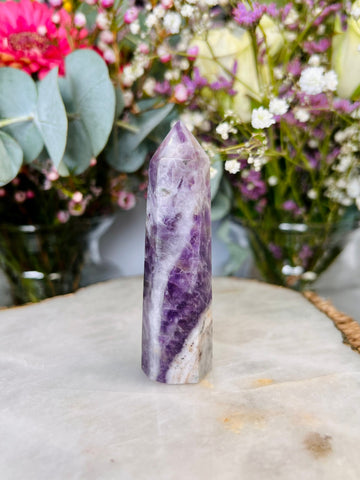 Natural Dream Amethyst Tower,Amethyst with White Quartz, Energy Balance, Crystal Healing Home Decor 60g