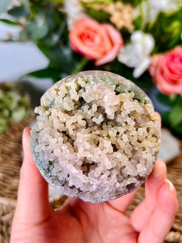 Grade AAA Natural Tricolour Grape Agate Sphere on Stand from Indonesia 247g Healing Crystal Home Decor