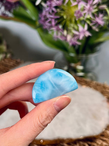 Grade AAA Natural Larimar Cabochon from the Dominican Republic, Inner Wisdom and Manifestation Crystal 14g, 38mm*22mm*7mm