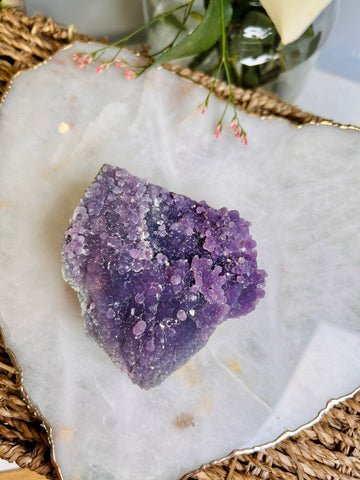 Grade AAA+ Natural Grape Agate from Indonesia, 245g, Natural Velvet Shine Bubbles in Real life, Healing Crystal Home Decor