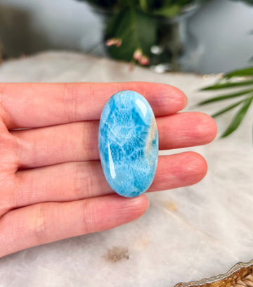 Grade AA+ Natural Larimar Oval Cabochon, Energy Healing Crystal, Good Luck 14g, 38mm*21mm*8mm