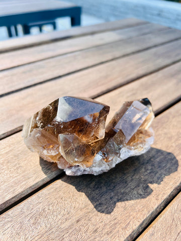 Grade AAA Natural Golden Rutile Smoky Quartz Cluster - A Marvel of Light and Energy, 455g