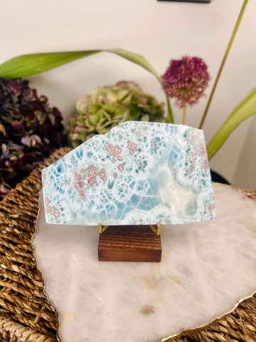 Grade AAA 100% Natural Large Larimar Polished Slab from Dominican Republic, Larimar Plate, Earth Healing Crystal 276g -  LSL02