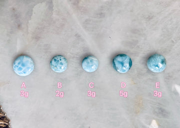 100% Natural Larimar Round Cabochons from Dominican Republic, Good fortune and energy balance