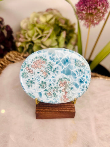 Grade AAA Natural Larimar Palmstone from Dominican Republic, Blue Larimar, Manifestation Crystal 109g