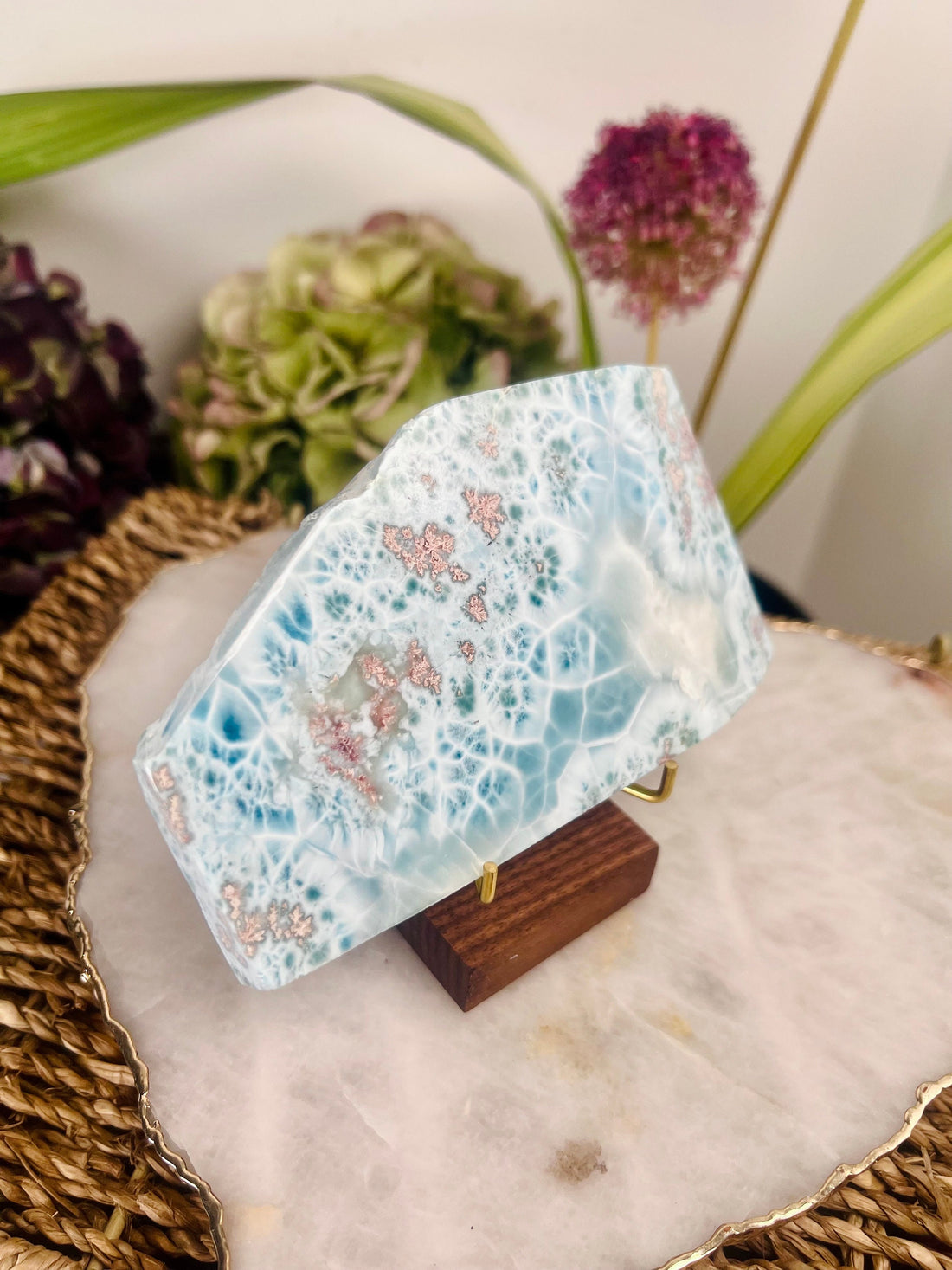 Grade AAA 100% Natural Large Larimar Polished Slab from Dominican Republic, Larimar Plate, Earth Healing Crystal 276g -  LSL02