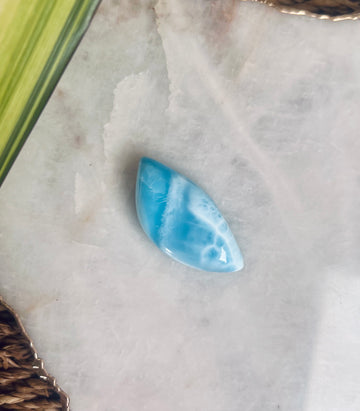 Grade AAA Natural Larimar l Cabochon from the Dominican Republic, Larimar Palmstone, Earth Healing Crystal 21g