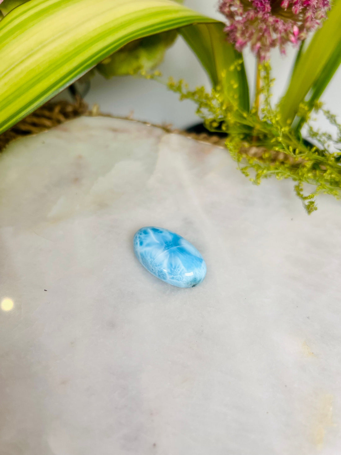 Grade AAA Natural Larimar Oval Cabochon, Energy Healing Crystal, Good Luck 9g