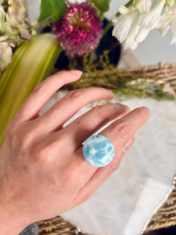 Grade AAA Natural Larimar Round Cabochon from the Dominican Republic, Larimar Palmstone, Earth Healing Crystal 8g
