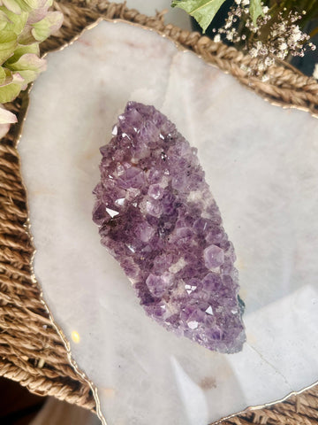 Natural Amethyst Cluster with Calcite from Brazil 400g, Crystal Healing Home Decor AC07