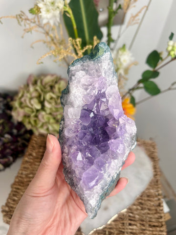Natural Amethyst Cluster from Brazil 423g, Crystal Healing Home Decor AC18