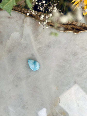 Grade AAA Natural Larimar Teardrop Cabochon from the Dominican Republic, Chakra Healing, Inner Wisdom and Manifestation Crystal 4g LT14