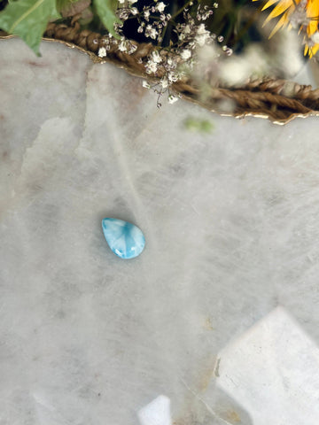 Grade AAA Natural Larimar Teardrop Cabochon from the Dominican Republic, Chakra Healing, Inner Wisdom and Manifestation Crystal 4g LT14