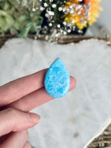 100% Natural Larimar Teardrop Cabochon from Dominican Republic, Earth Healing Crystal, Crystal for Manifestation 7g LT16