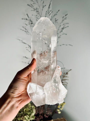 Grade AAA+ Natural Twin Lemurian Quartz on Stand 1.5kg, Self Healed, Starseed Quartz Wand, Super Extra Quality
