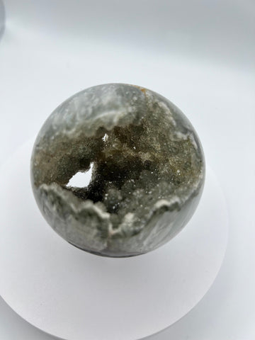 Grade AAA Rainbow Amethyst Druzy Geode Sphere on stand 330g