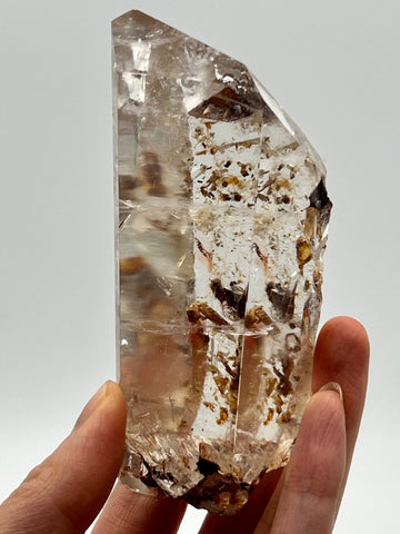 Grade AAA Manifestation Quartz Freeform with Hematoid Inclusion & Rainbows - Semi-Polished Power Stone MT03 206g