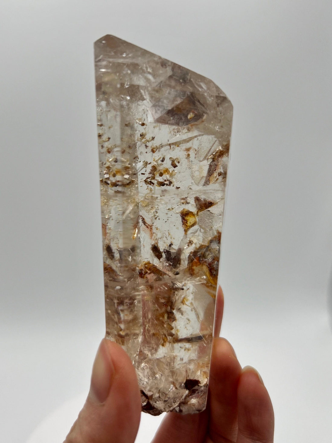 Grade AAA Manifestation Quartz Freeform with Hematoid Inclusion & Rainbows - Semi-Polished Power Stone MT03 206g