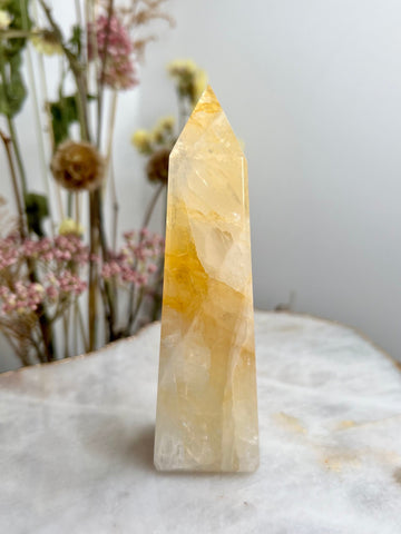 Grade AAA Golden Healer Obelisk, Balance All Chakras, Source Energy Crystal Tower 217g GHO04, Discounted for Minor imperfection