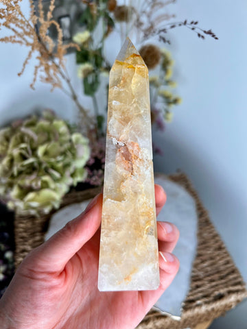 Natural Golden Healer Obelisk,Balance All Chakras, Source Energy Crystal Tower 270g GHO15 Discounted for minor imperfection