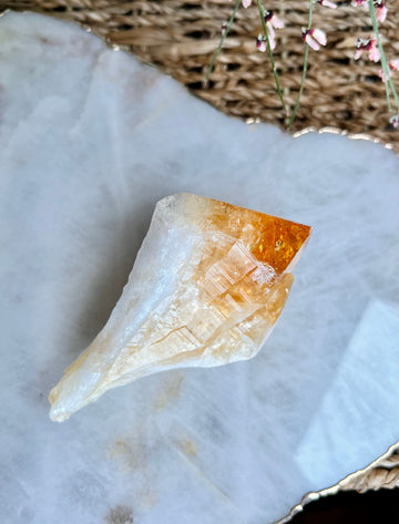 Extra Quality Heated Citrine Point with Rainbow - The Sunshine Stone for Prosperity and Growth 212g RC03