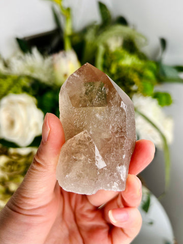 AAA Smoky Quartz Cluster with Etched Channeling Point, Crater Form & Rainbow SC05 147g