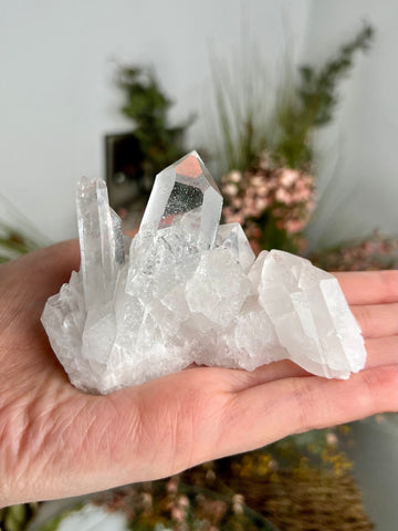 Grade AA+ Natural Clear Quartz Cluster with Rainbow, 149g, EC11