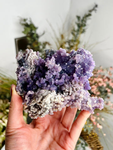 Grade AAA Natural Tricolour Grape Agate from Indonesia, 387g Natural Velvet Shine Bubbles in Real life, Healing Crystal Home Decor