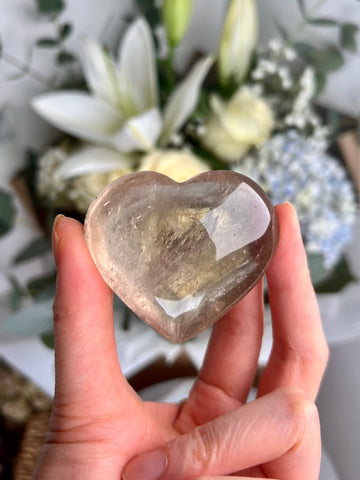 Grade AAA 100% Natural Smoky Citrine Heart with Rainbow, November Birthstone, Transmutes Negative Energy 88g -CH08