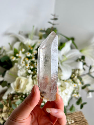 Grade AA Natural Chlorite Quartz Point with Rainbow - A Harmony of Healing and Protection CQC05, 97g