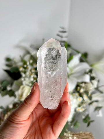 Grade AA Natural Chlorite Quartz Point with Rainbow - A Harmony of Healing and Protection CQC09, 115g