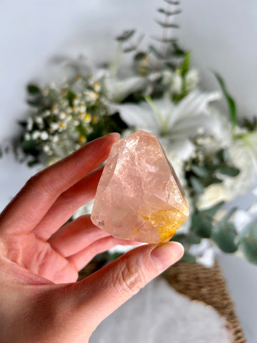 Grade AAA Golden Healer Rose Quartz Freeform with Star Light - A Celestial Beacon of Love and Healing, GRC12, 117g