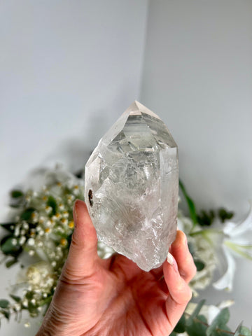 Grade AA+ Natural Chlorite Quartz Point with Rainbow - A Harmony of Healing and Protection CQC15, 306g