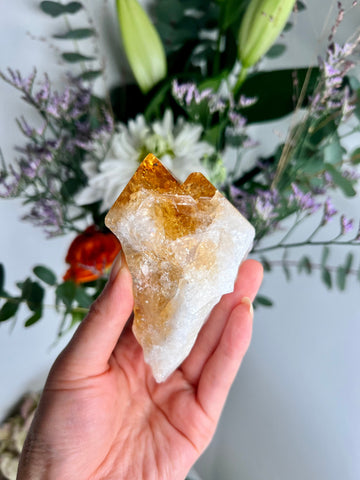 Extra Quality Heated Citrine Point with Rainbows, Twin Points RC07 191g
