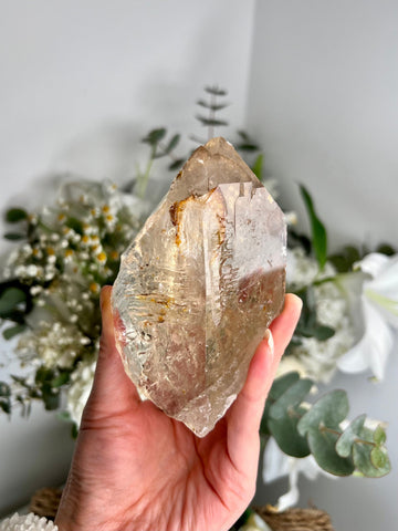 Grade AAA Natural Golden Citrine Cathedral Point with Big Rainbow - Super Extra Quality, CCH01, 385g
