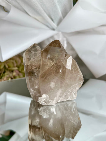 Grade AA+ Natural Smoky Quartz Cluster with Lodalite Inclusion - A Grounding Masterpiece 204g