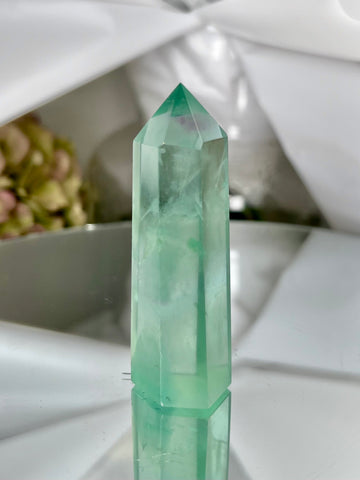 Grade AAA Rainbow Fluorite Tower with Rainbows, Green Purple Fluorite Obelisk, Healing Crystal Home Decor FLT03 67g