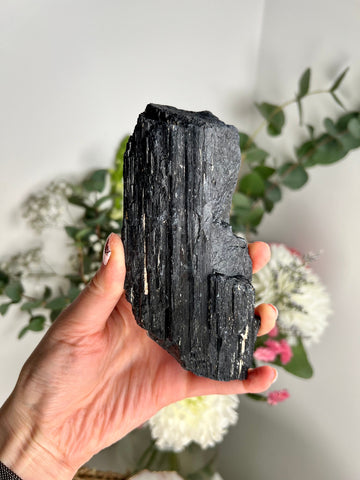 Grade AA Raw Black Tourmaline Specimen - The Ultimate Shield for Energy Purification, Grounding & EMF Protection 613g BTG24