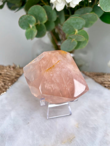 Grade AAA Golden Healer Rose Quartz Freeform with Star Light - A Celestial Beacon of Love and Healing, GRC26, 190g
