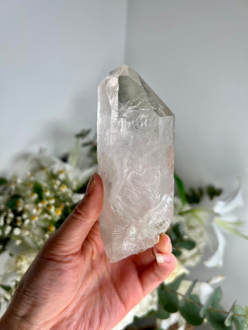 Grade A Natural Chlorite Quartz Point with Rainbow - A Harmony of Healing and Protection CQC16, 380g