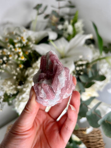 Grade AA Natural Pink Tourmaline on Aquamarine,A Harmonious Blend of Love and Serenity PTC03,106g