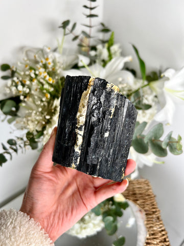Grade AA Raw Black Tourmaline Specimen - The Ultimate Shield for Energy Purification, Grounding & EMF Protection 852g BTG03