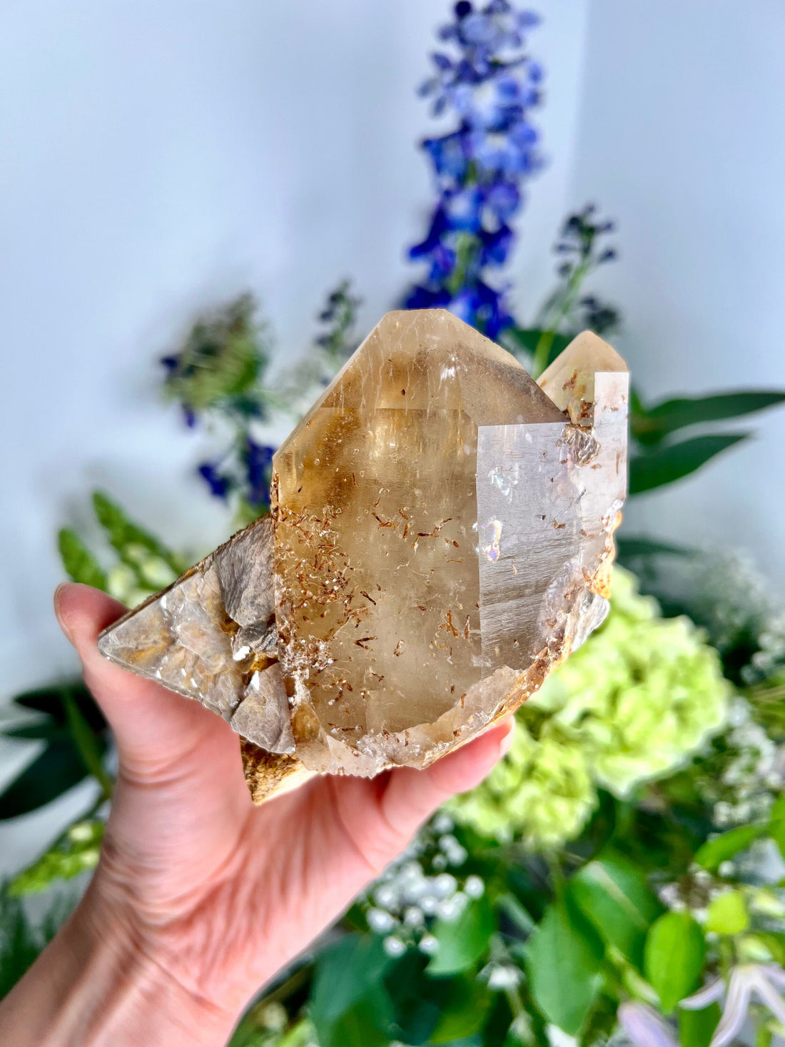 Grade AAA Natural Golden Citrine Cathedral Specimen with Mica- Super Extra Quality, CCH08, 643g