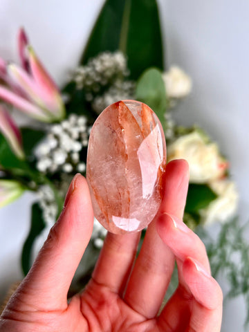 Grade AA Natural Fire Quartz Palmstone - The Spark of Creativity and Emotional Rejuvenation, FPQ12 42g