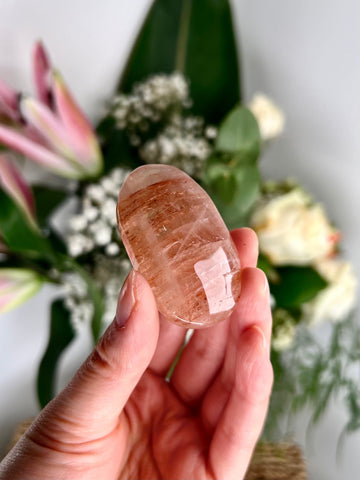 Grade AA Natural Fire Quartz Palmstone - The Spark of Creativity and Emotional Rejuvenation, FPQ16 49g