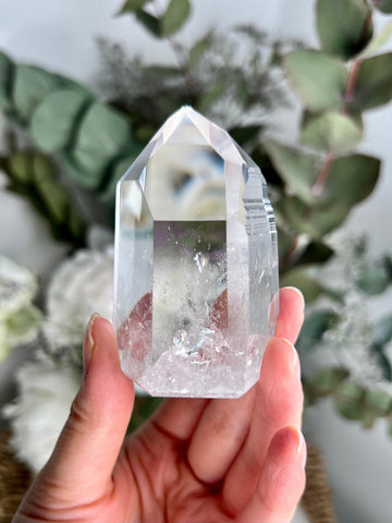 Grade AAA+ Lemurian Tower with Barcodes and Rainbow - Semi-polished, Top Quality,from Sento se Bahia, LTC10, 153g