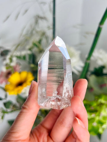 Grade AAA Lemurian Tower with BLUE NEEDLES and Self-Healed - Semi-polished, Top Quality, from Sento se Bahia LTC24, 85g
